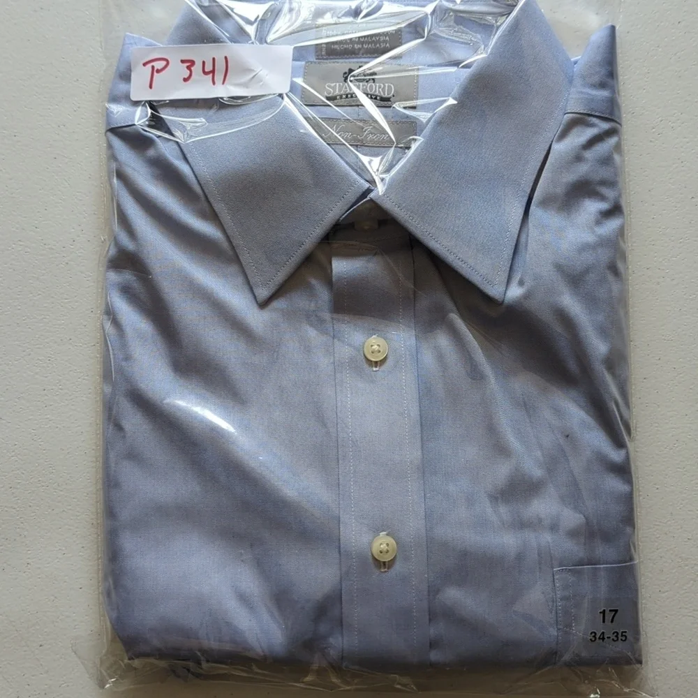 Men's STAFFORD EXECUTIVE Light Blue Dress Shirt 17 (34-35)